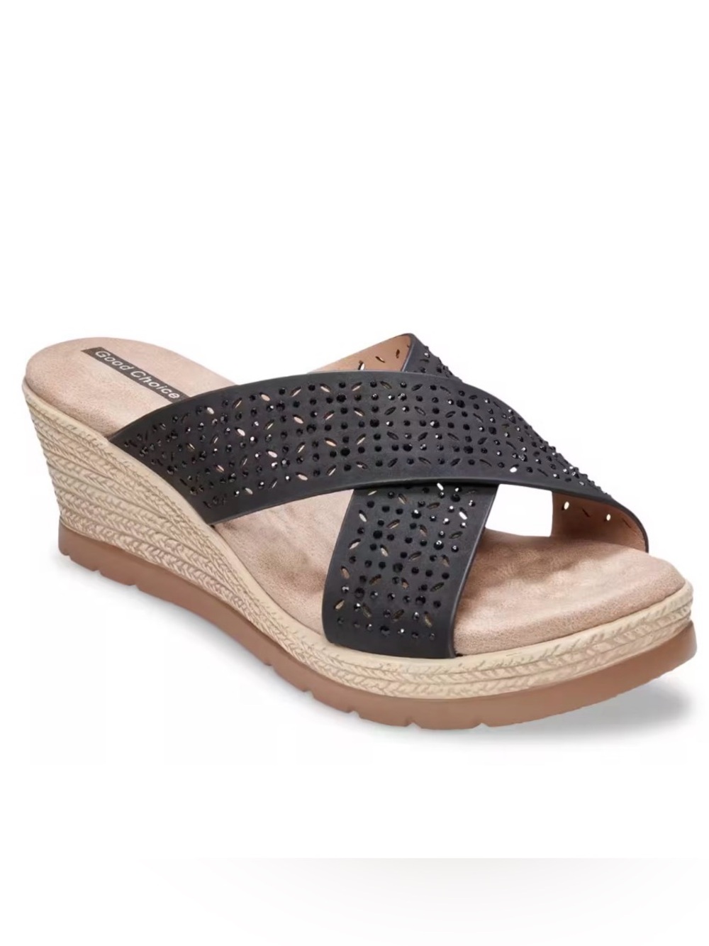 GC Shoes Women's Malia
Embellished Wedge Sandals, Black Size 7  - G.C. Shoes NIB